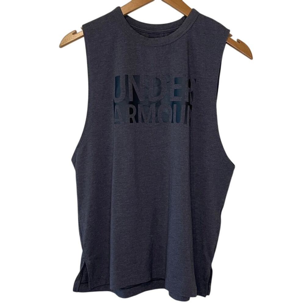 Under Armor Graphic Activewear Athleisure Crew Neck Sleeveless Tank Top Gray Sm